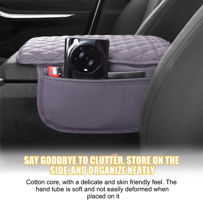 Mandark Car Center Console Cover, Microfiber Leather Vehicle Armrest Protector Cushion with 2 Storage Bags, Auto Interior Arm Rest Seat Box Pad Accessories, Universal for SUV, Sedan, Truck (Purple) - Image 5